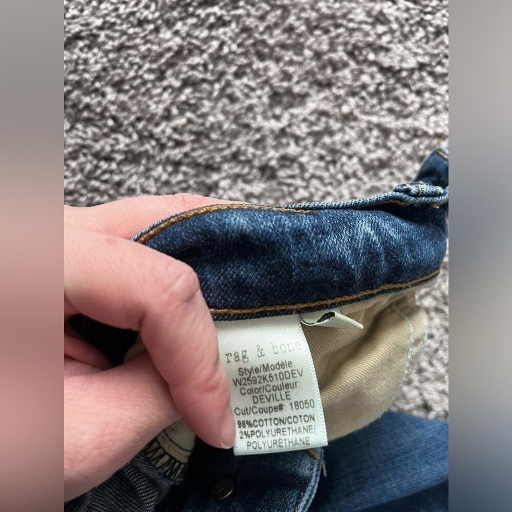 RAG & BONE Dre Capri JEANS ~ Distressed Deville Blue Denim Size 27 - Picture 4 of 7